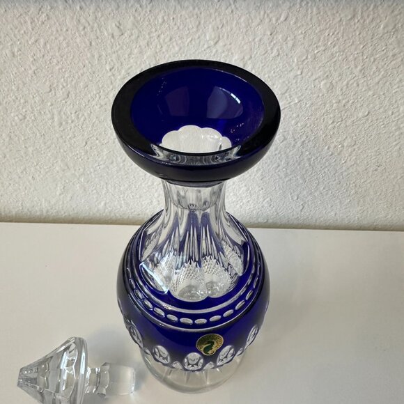 Vintage Waterford Clarendon Cobalt Blue Decanter With Stopper, Marked - Picture 4 of 5